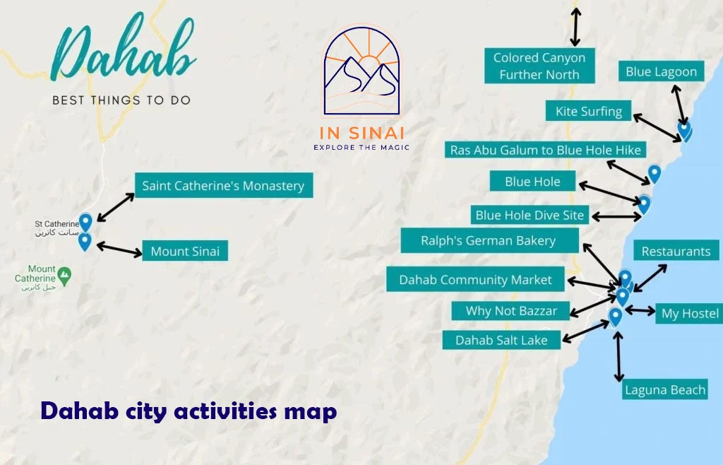 map to explore Dahab city in Egypt