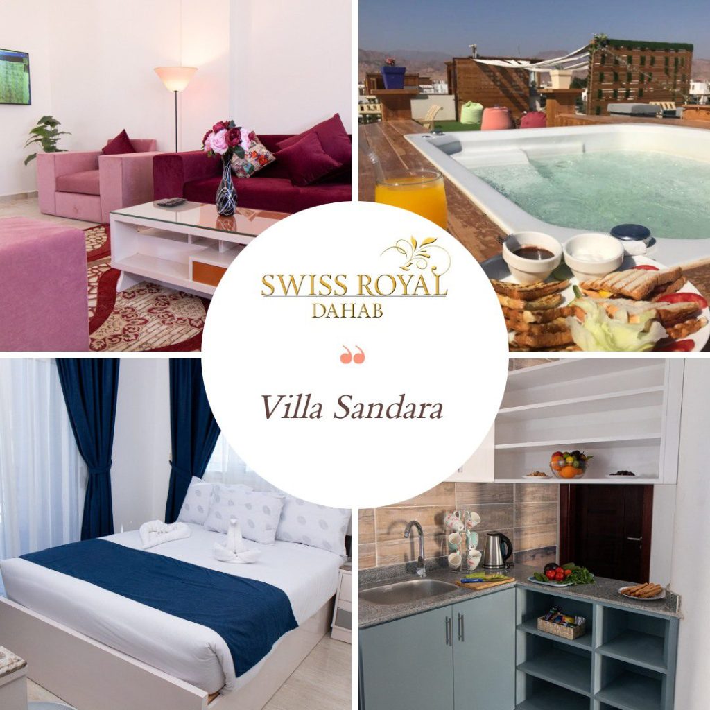 Located among the hills of the Red Sea and the Gulf of Aqaba, Swiss-Royal  is a visitor residence completedin December 2019, consisting of 5 magnificent apartments named (Garden, Relax, Bella Vista, Luxury, Panorama) and a Villa named Villa Sandra.